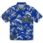 UConn Huskies Hawaiian Shirt - Customized Wave Florals Blue 1 uconn-huskies-hawaiian-shirt-customized-wave-florals-blue-best-selling