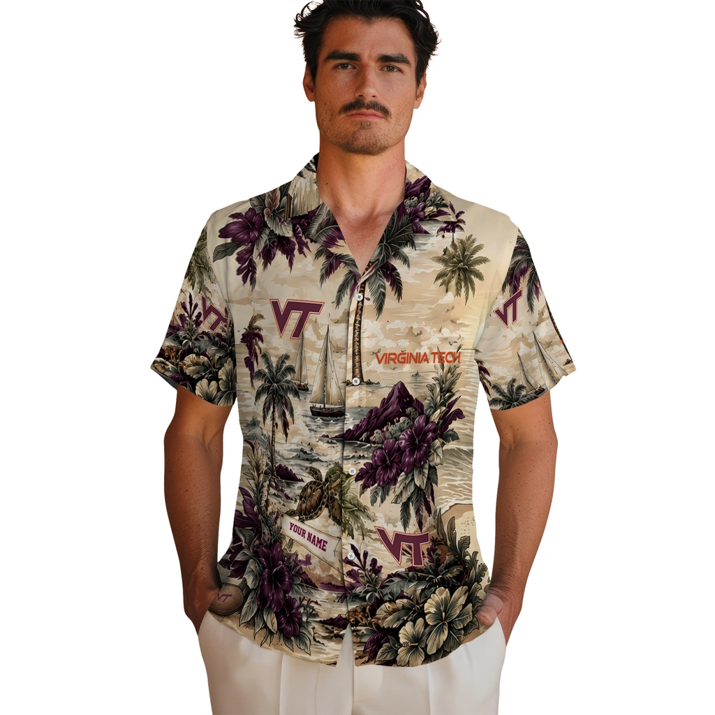 virginia-tech-hokies-hawaiian-shirt-custom-island-voyage-maroon-beige-fashion-forward