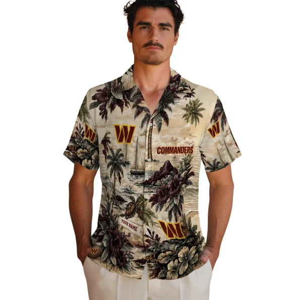 washington-commanders-hawaiian-shirt-customized-island-voyage-burgundy-beige-fashion-forward