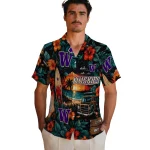 washington-huskies-hawaiian-shirt-personalized-scenic-collage-black-green-best-selling