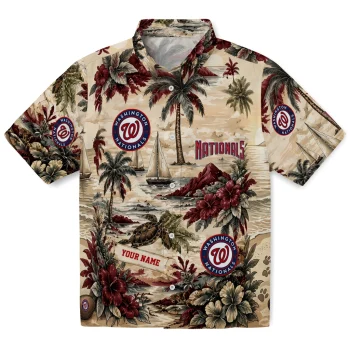 Washington Nationals Hawaiian Shirt - Personalized Island Voyage Red Beige
