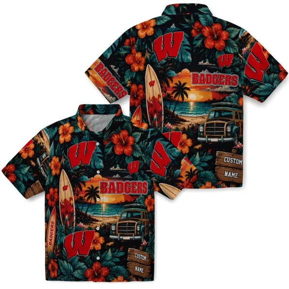 wisconsin-badgers-hawaiian-shirt-customized-scenic-collage-black-green-high-quality