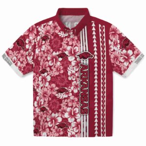 Personalized Arkansas Razorbacks Hibiscus Arrows Red White Clog