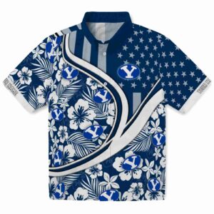 Personalized BYU Cougars Floral Wave Blue White Clog