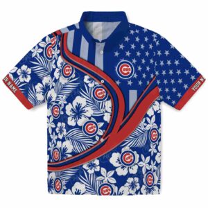 Personalized Chicago Cubs Floral Wave Blue White Clog