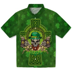 Shamrock Skull St Patricks Hawaiian Shirt